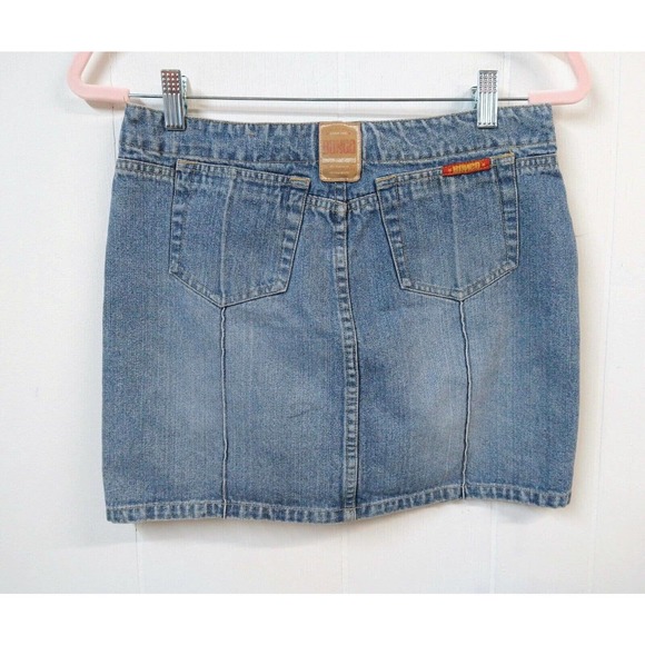 VTG Bongo WM Juniors 3 Denim Skirt Micro Mini Blue 4 Pockets Zip Closure Light - Picture 4 of 6